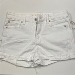 American Eagle White Distressed Denim Shorts